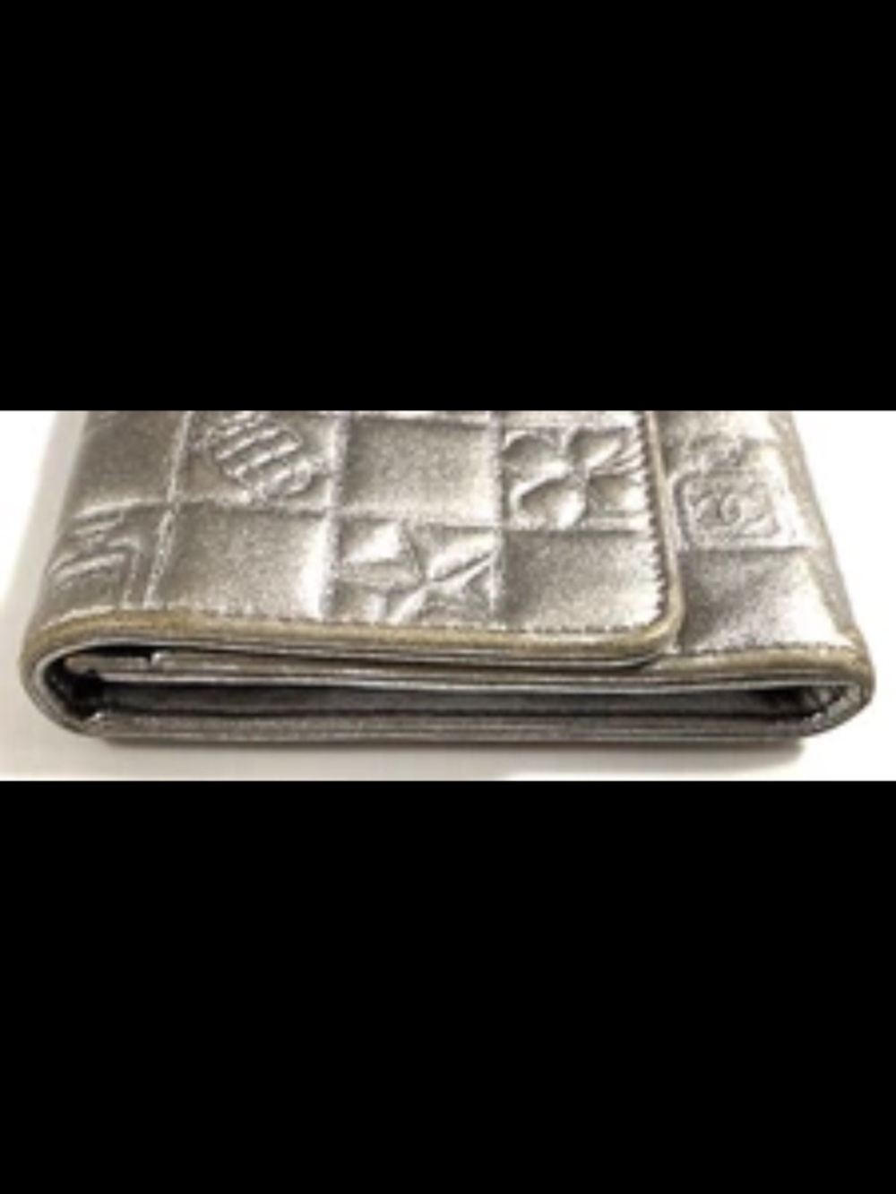 CHANEL - Metallic Quilted CC Logo Wallet Icon Series Leather RARE!! - Picture 5 of 10